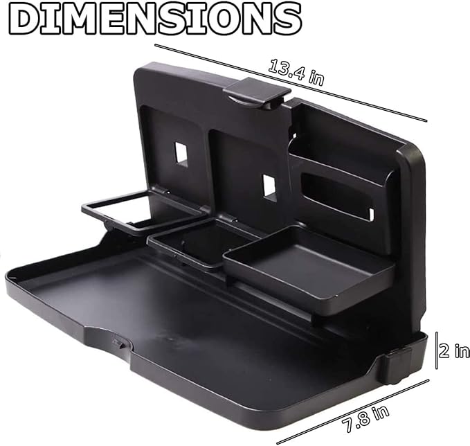 VaygWay Foldable Car Food Tray Holder Multi- Functional Portable Auto Food and Drink Holder– Black Eating Organizer Backseat Car Tray – Kids Table Food Holder Desk- Laptop, Meal (2 Pack Black)