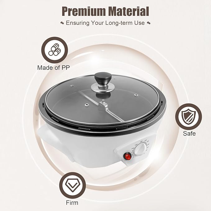 Coffee Roaster, 110V 800W Coffee Roaster Machine for Home Use, 0-240℃ Temperature Adjustment Electric Roaster, Coffee Bean Roaster with Lid for Cafes & Families