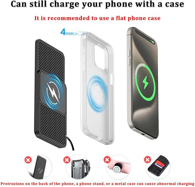 Wireless Car Charger Pad for Kia Sportage NIRO Borrego Seltos Sorento Telluride 2000-2026, Type-C/USB 20W Fast Car Charger Non-Slip Phone Charging Mat for Commutes Home Travel