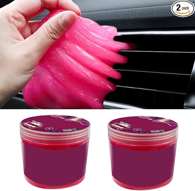 Craedli 2PCS Car Cleaning Gel, Reusable Air Vent Cleaning Putty, Car Interior Cleaner Slime Auto Detailing Tool for Cup Holder & Keyboard, Universal Crevice Dust Remover for Men, Women Present(160g)