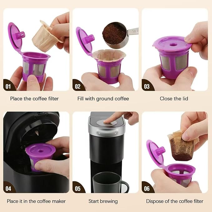 300 Count Disposable K Cup Filters, Coffee Filter Paper for Keurig Brewers Single Serve 1.0 and 2.0, Use with Reusable K Cup Pods (Natural Unbleached)