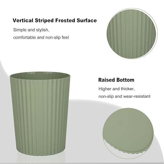 JiatuA Small Trash Can Plastic Wastebasket Round Garbage Container Bin for Bathroom, Kitchen, Bedroom, Home Office, College Dorm, Green 2 Pack
