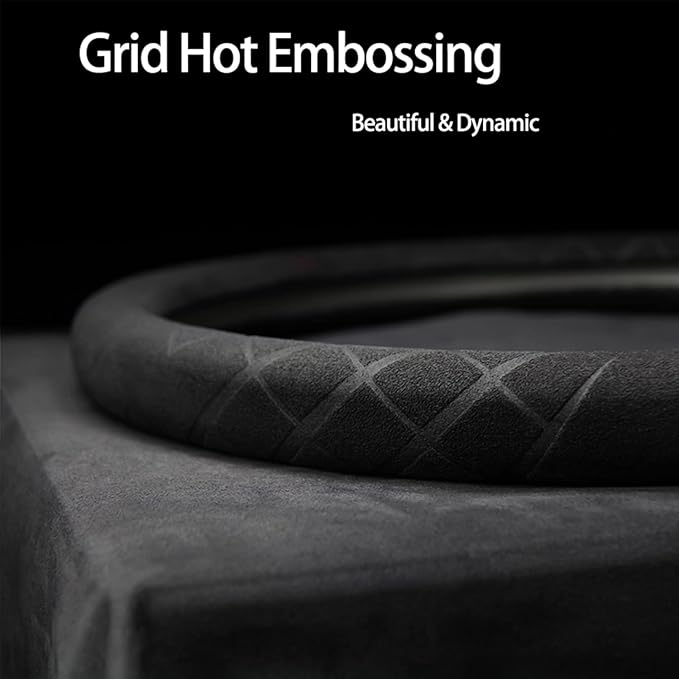 Suede Steering Wheel Cover,Compatible with Ford Edge Escape Fusion Explorer Focus Expedition Mustang SuedeSport Non-Slip Wheel Cover Car Interior Accessories 15 inch for Man and Women