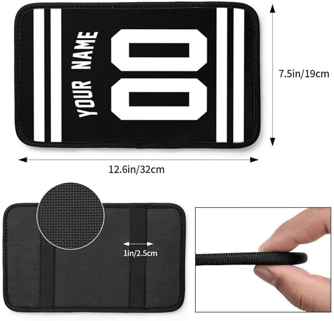 Custom Car Armrest Cover,Add Personalized Name and Number As Gifts for Loyal Football Fans,American Football Auto Center Console Pad Car handrail Box Cushion,Fit for Most Car Seat Box Cover Protector