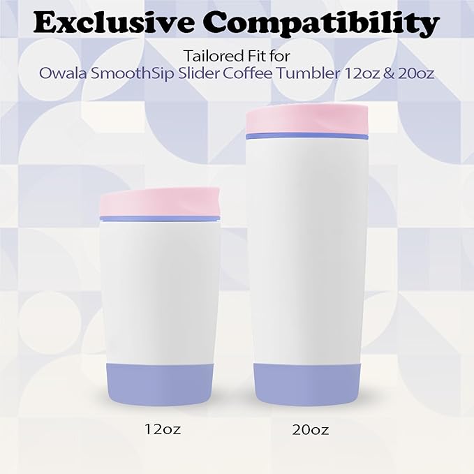 2Pcs Silicone Boot for Owala SmoothSip Slider Coffee Tumbler 20oz 12oz, Anti-Slip Sleeve for Travel Coffee Mug, Protective Accessories for Owala BPA Free (Cloudy Violet)