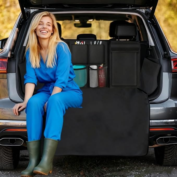 Car Trunk Organizer, Detachable Car Backseat Hanging Organizer with 7 Large Storage Pockets, Collapsible Back Seat Organizer Car Interior Accessories for SUV, Van, Jeep