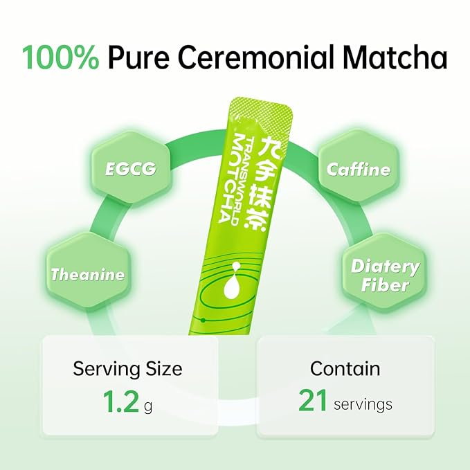 Authentic Ceremonial Matcha USDA Organic Premium Matcha Green Tea Powder for Drinking and Latte 100% Pure No Additives 21 sticks