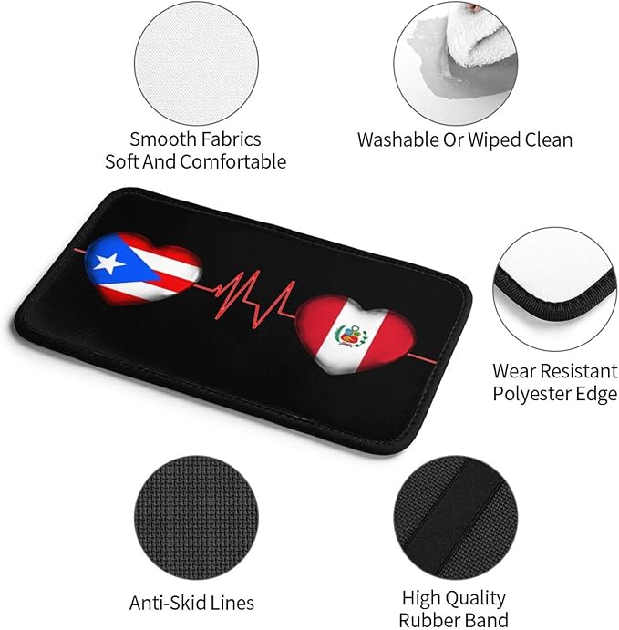 Auto Center Console Pad Puerto Rico Porto Rico Puerto Rican and Peru Peruvian Flag Be of one Mind Car Armrest Cover Armrest Seat Handrail Box Cover Cushion Universal Decoration Protector Accessories