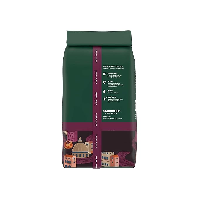 Starbucks Ground Coffee, Dark Roast Coffee, Italian Roast, 100% Arabica, 3 bags (12 oz each)