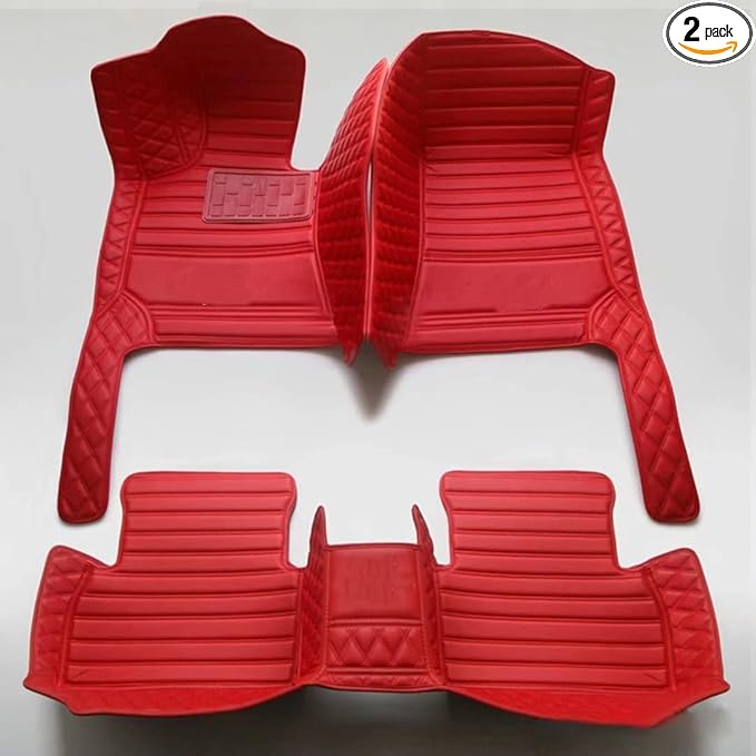 Custom Making Car Floor Mats Compatible with Audi BMW Mercedes-Benz Toyota Lexus Honda Infiniti Nissan Hyundai Kia All Models 2005-2026 (Striped Red and Red)