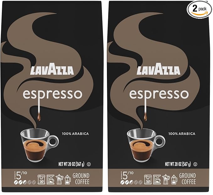 Lavazza Espresso Ground Coffee,Medium Roast,100% Arabica,20 oz Bag,(Pack of 2)