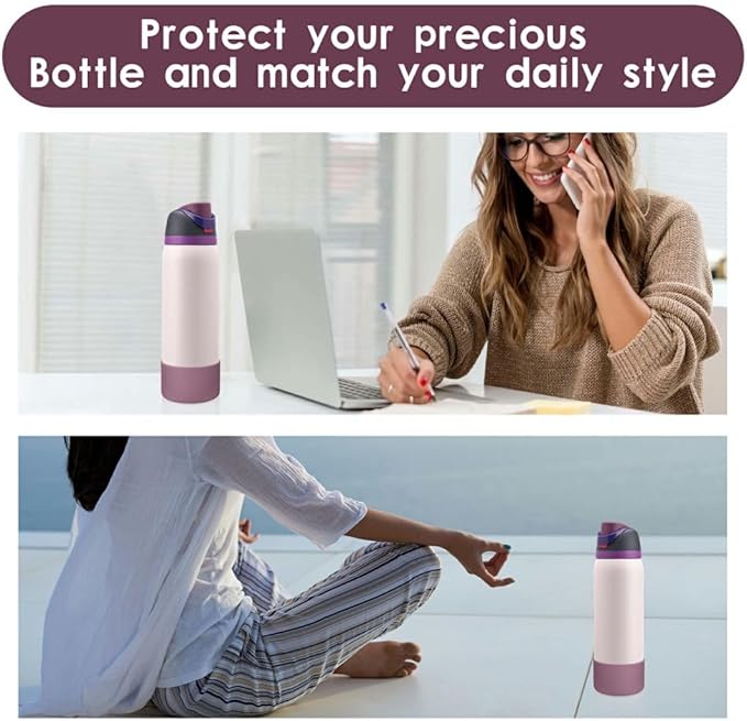 2PCS Silicone Water Bottle Boot, Compatible with Owala 24oz 32oz 40oz, Protective Anti-Scratch & Anti-Dent No Noise Sleeve Cover for FreeSip/Twist/Flip Water Bottles (Mauve, 24oz)