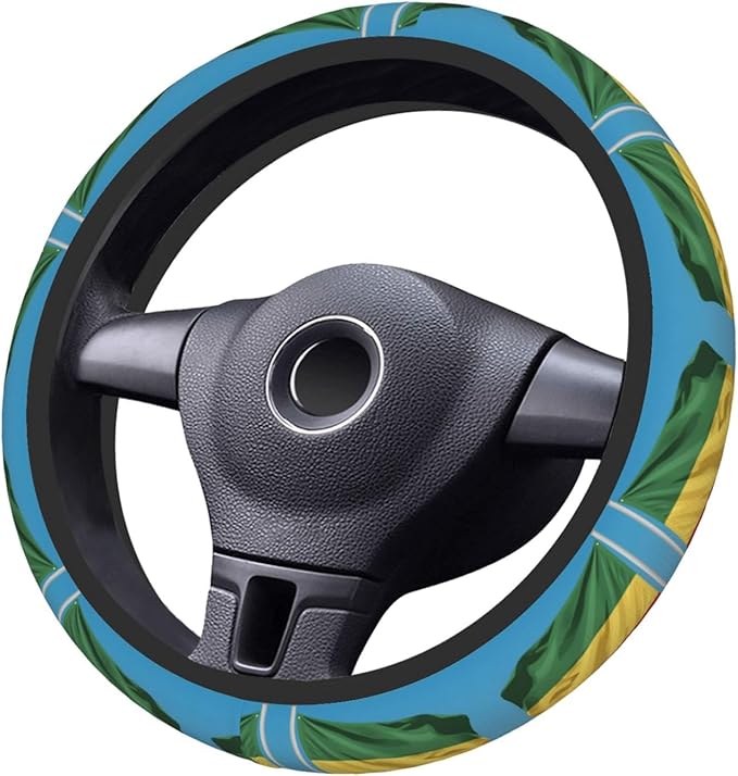 Ethiopian Flag Universal Fit Steering Wheel Cover for Car, Truck, and SUV, Durable Steering Wheel Protection