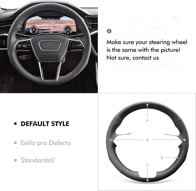 MEWANT Custom Hand Sew Black Genuine Leather Steering Wheel Cover for Audi A6 A6 Allroad A7 RS 6 Avant RS 7 S6 A7