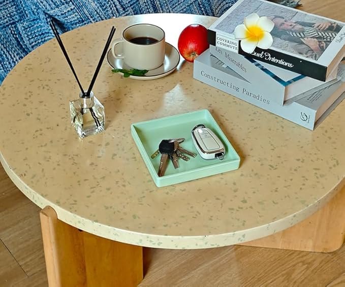 Small Square Tray (5.9 inch) 3 Pack, Durable Green Tray for Desserts & Organization, Lightweight for Coffee, Drinks, Party, Seasoning, Perfume and Display.