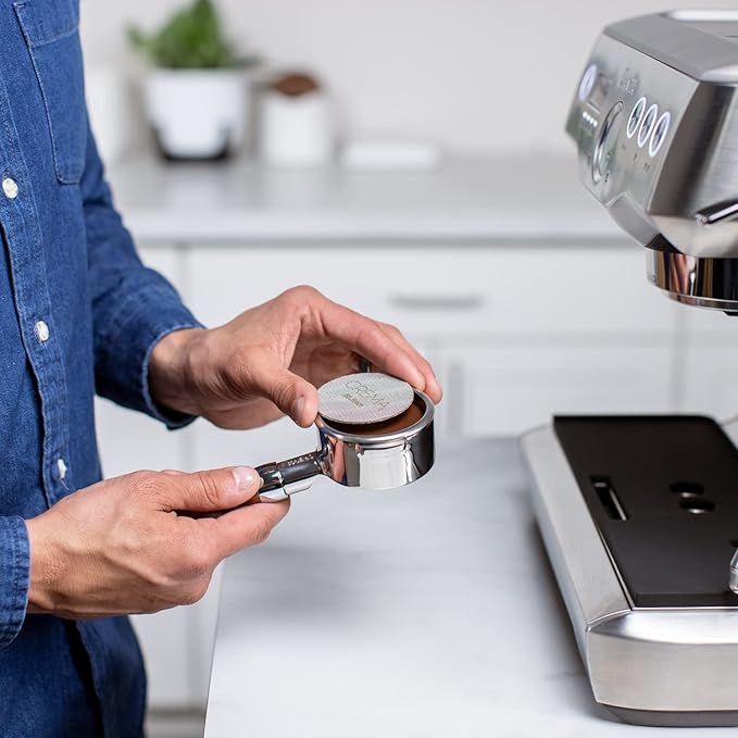 CREMA Coffee Products 58.5mm Puck Screen for Barista Models | 1.7mm Thick 316L Steel Filter | Balanced Water Flow for Improved Extraction | Prevent Channeling & Reduce Maintenance | Easy to Clean