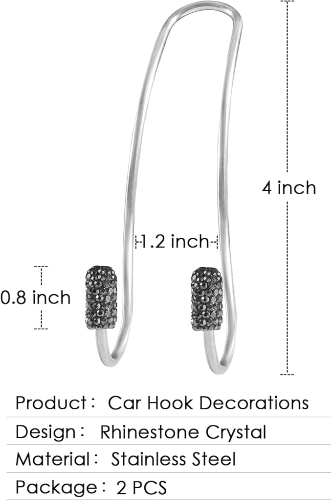 Guoord Bling Auto Hooks,Car Hangers Organizer Seat Headrest Hooks，Bag Organizers Rack and Hanger, Heavy-Duty Car Seat Hooks, Backseat Storage Hooks, Universal for SUV Truck Vehicle 2 Pack