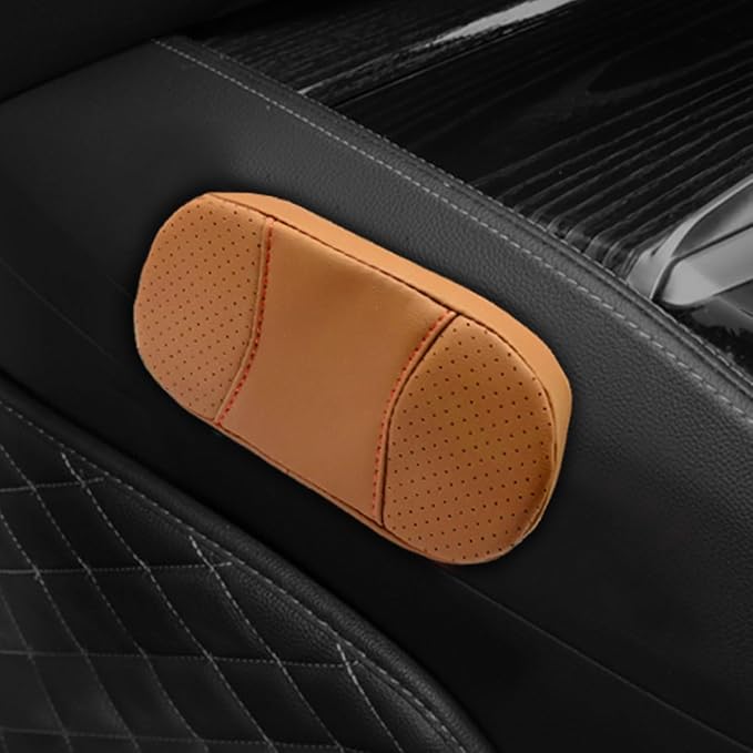 Car Knee Cushion, Leather Memory Foam Auto Center Console Arm Rest Pad, Soft Comfort Car Door Elbow Protective Cushion, Breathable Vehicle Interior Leg Support Pillow for Most Cars (Orange)
