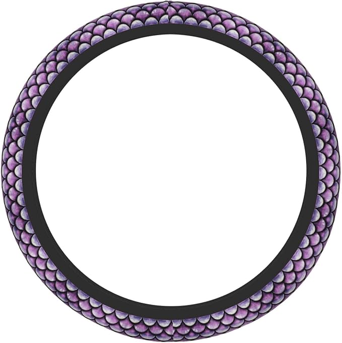 Purple Mermaid Scales Neoprene Steering Wheel Covers Women Men Car Accessories, Universal 15 Inch Fit Auto, Suvs, Truck