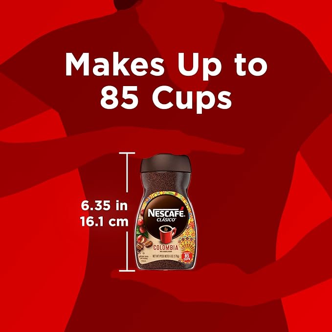 Nescafé Clásico Coffee, Medium Roast, Instant | Colombia | 6 oz Jar | Pack of 2