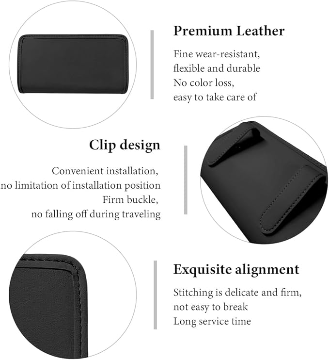 Car Trash Can, Leather Foldable Hanging Trash Bag, Multi-Function Mini Storage Box Garbage Can for Car Back Seats and Side Door, Black