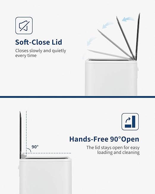 4 Gallon/15 Liter Trash Can, Stainless Steel Step Garbage Can with Quiet Soft-Close Lid, Foot Pedal & Removable Inner Bucket, Rectangular Trash Bin for for Living Room Home Office, White