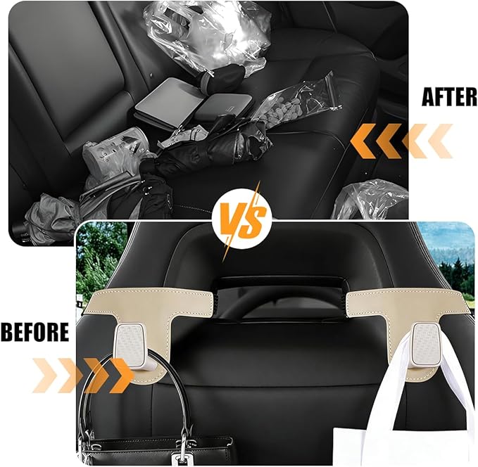 HZEL Car Seat Headrest Hook, 2PCS Vehicle Back Seat Hanger Holder Hook, Multipurpose Automotive Interior Headrest Storage Organizer for Purses Bags Coats, Universal Fit (Black Yellow)