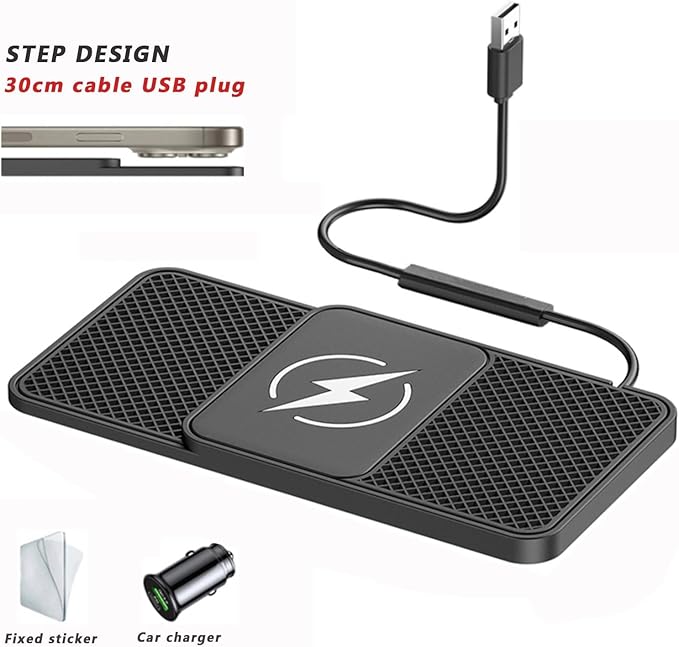 Car Wireless Phone Charger for Suzuki Celerio Ignis Jimny Kizashi Ignis, Non-Slip Fast Inductive Chargers Charging Pad Type-C Fastcharger Auto Electronic Accessories