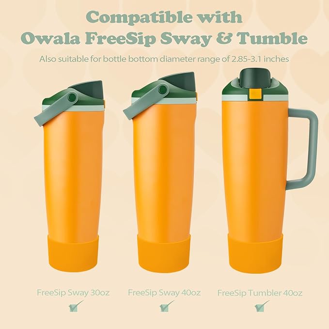 2PCS Silicone Boots for Owala 30oz & 40oz FreeSip Sway Bottles & Tumblers – Non-Slip, Scratch-Resistant, Stability Enhancer for Owala Accessories (Orange Grove)