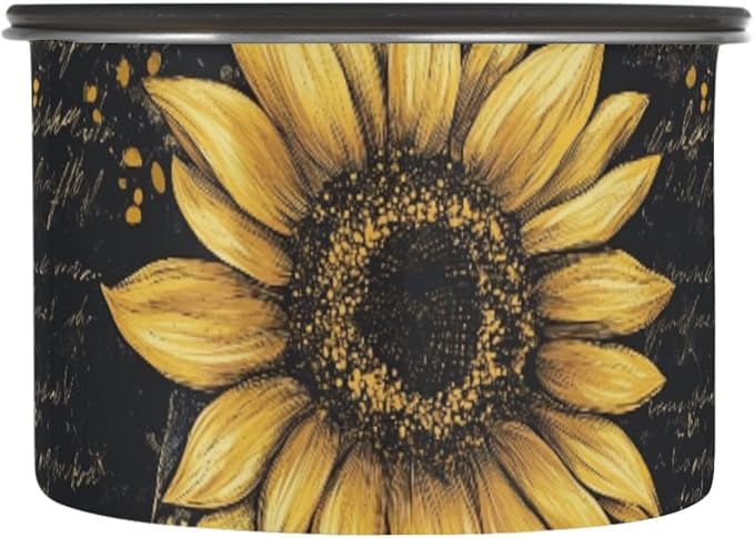 ALAZA Sunflower Vintage Airtight Coffee Bean Canister 500ml Food Storage Containers with Lids For Gournd, Tea, Sugar, Flour, Rice, Cereal, Candy Cookie Jar