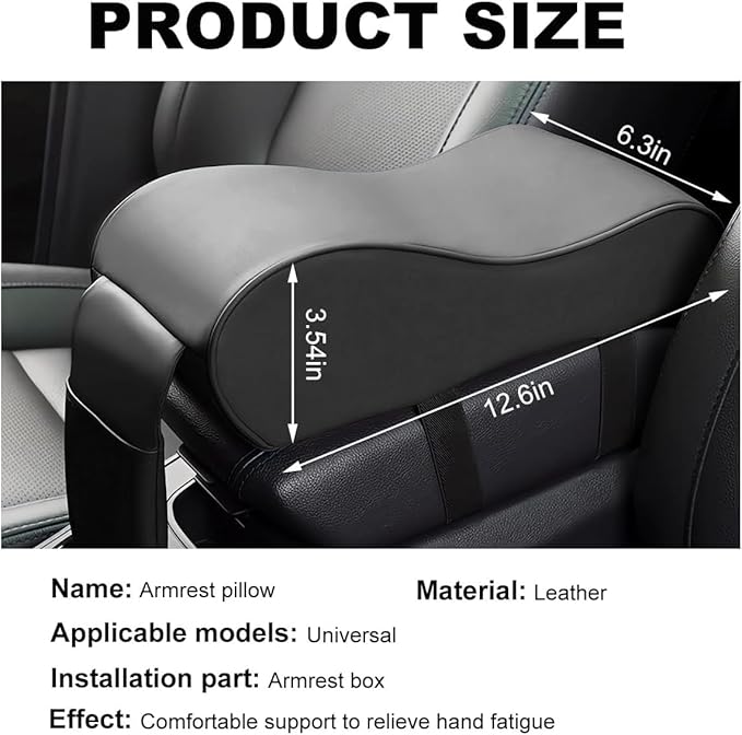 Car Center Console Cover Armrest Pad for Mazda CX 5 2017-2021, Memory Foam Armrests, Made of Leather, Soft and Breathable, with Side Pockets,Black