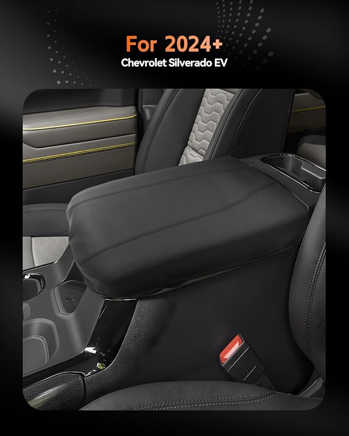 CDEFG for Chevrolet Silverado EV 2024 2025 2026 Center Console Cover Armrest Box Cover for Chevy Silverado EV (Work Truck, LT, RST) Accessories Arm Rest Protector
