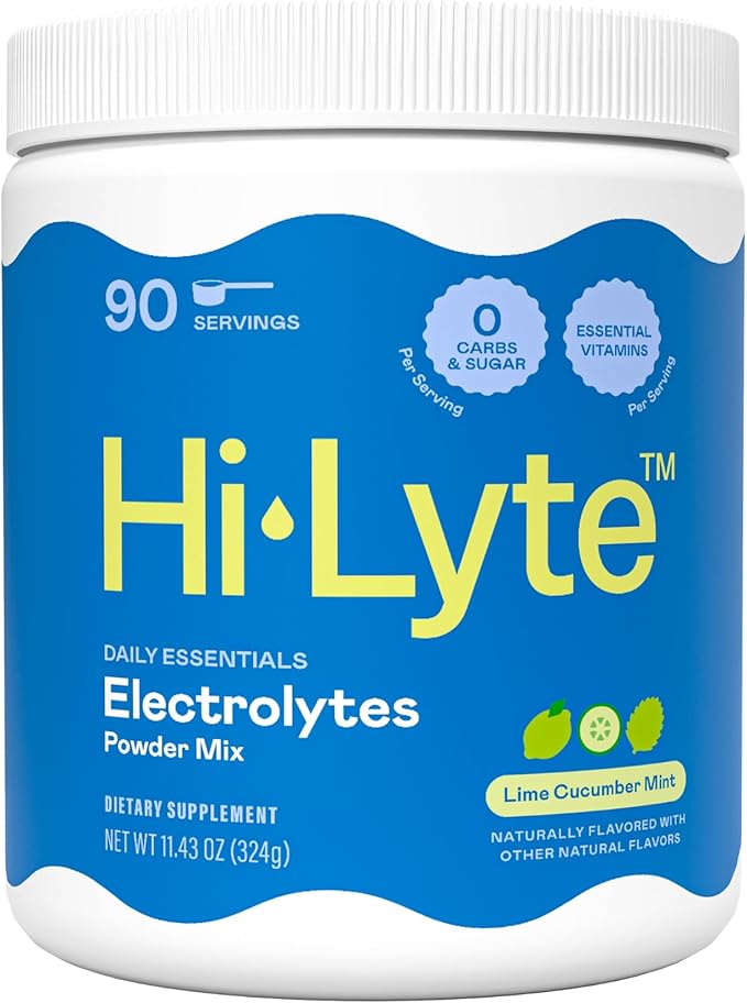 Hi-Lyte Daily Essentials - Electrolytes Powder Mix - Lime Cucumber Mint - Sodium, Potassium, Magnesium, Vitamins - Hydration Support for Fasting - No Sugar, No Carbs, Clean Ingredients