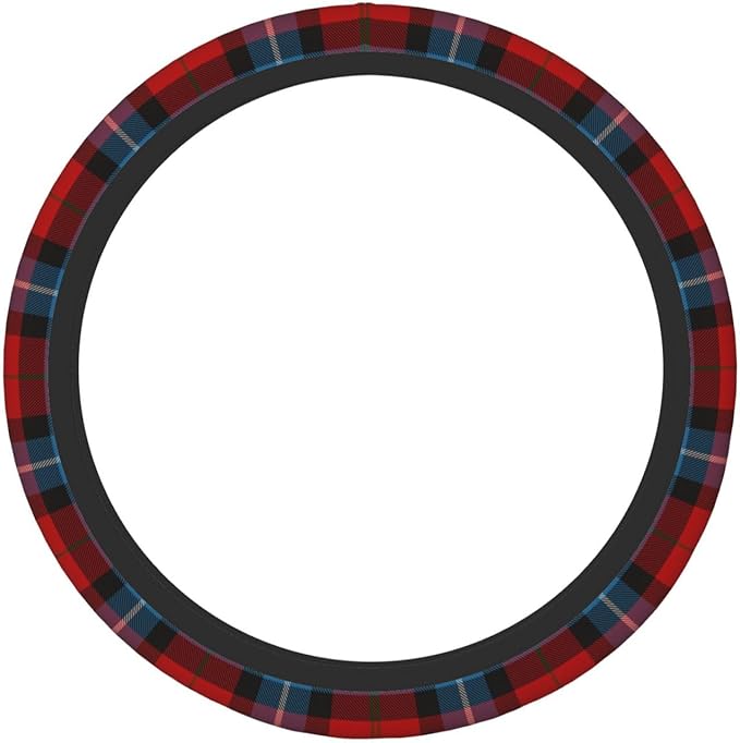 Thickened Elastic Steering Wheel Cover, Baillie of Polkemett Red Tartan Ultra, Soft, Breathable, Fit for Cars, SUVs, Trucks, Stylish Comfortable Grip