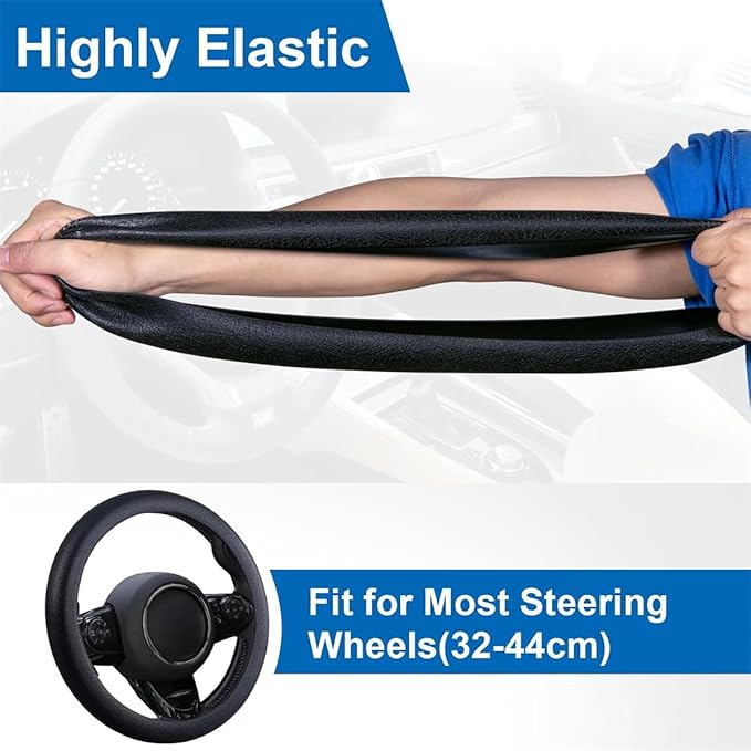 Cool Non-Slip Silicone Steering Wheel Protector - Black Thin Stretchy Car Cover, Universal Fit, Easy to Clean, Silent (Apricot)