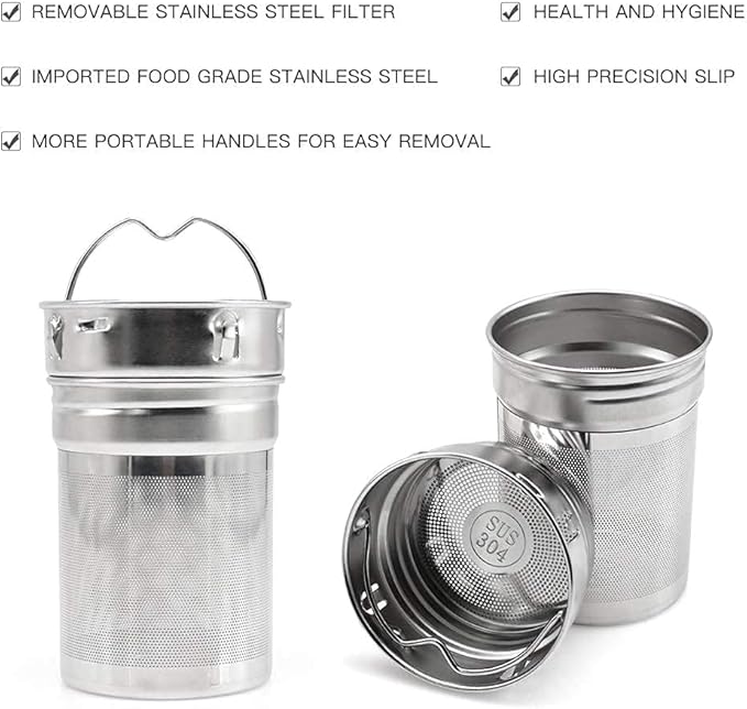 COMI Tea Bottle, 14 oz, Borosilicate Glass, Double Wall, Infuser & Strainer, Bamboo Lid, 400ml