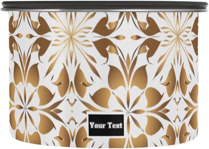 ALAZA Gold Geometric Flower Floral Airtight Coffee Bean Canister Customed 500ml Food Storage Containers with Lids For Gournd, Tea, Sugar, Flour, Rice, Cereal, Candy Cookie Jar