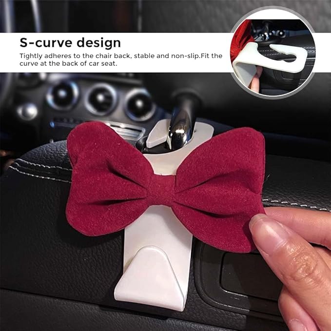 Car Back Seat Headrest Hooks, 2 Pack Stylish Back Seat Bag Hooks, Suitable for Purses, Bags, and Groceries, Car Interior Accessories (red)
