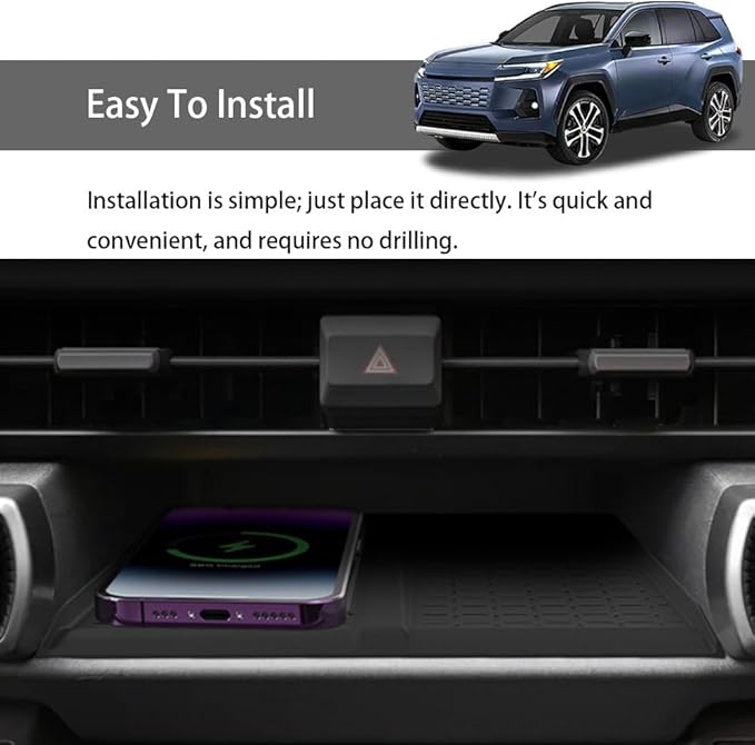 Car Wireless Charger for RAV4 2026 Silicone Material Non-Slip Upper Center Console Wireless Charging Pad Phone Charging Tray Daily Commute RAV4 Accessories