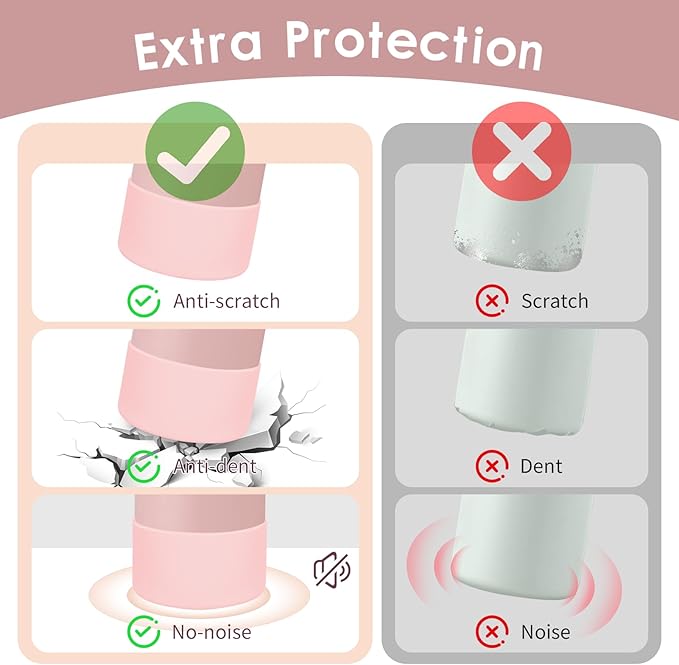 2PCS Silicone Water Bottle Boot, Compatible with Owala 24oz 32oz 40oz, Protective Anti-Scratch & Anti-Dent No Noise Sleeve Cover for FreeSip/Twist/Flip Water Bottles (Rose Quartz, 24oz)