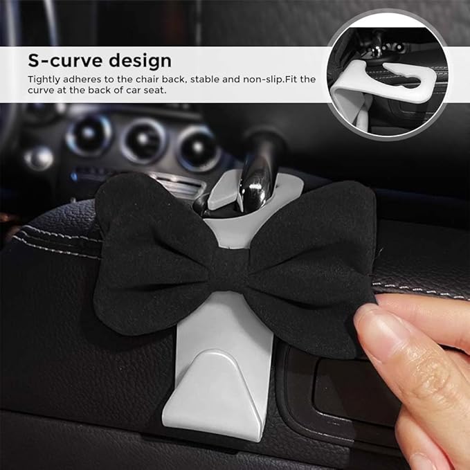 Car Back Seat Headrest Hooks, 2 Pack Stylish Back Seat Bag Hooks, Suitable for Purses, Bags, and Groceries, Car Interior Accessories (black)