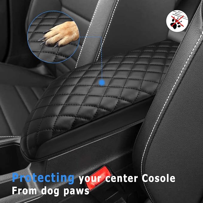 INTGET Car Center Console Armrest Cover for VW Volkswagen Jetta Accessories 2019 2020 2021 2022 2023&Jetta GLI 2019-2023 Middle Arm Rest Seat Box Cover Elbow Cushion Pad (Black with Cushion, 2019+)