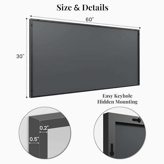 60"x30" Black Bathroom Mirror for Double Vanity, Metal Framed Large Wall Mirror Over Sink, Full Length Body Mirror, Modern Farmhouse Decor, Flush Mount