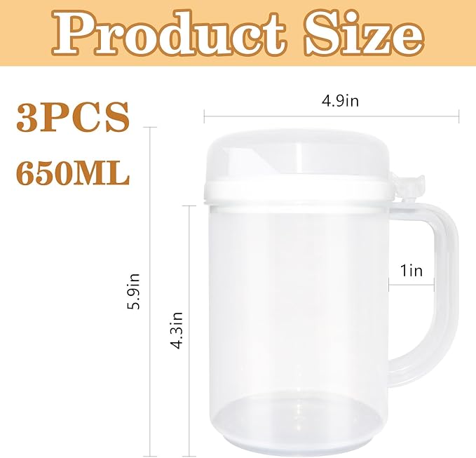 3Pcs Child Safe Easy Pour Mini Pitchers for Early Learning,Clear Plastic with Lid & Handle,Ideal for Water,Milk & Juice in Classroom,Nursery & Home(22 Oz)