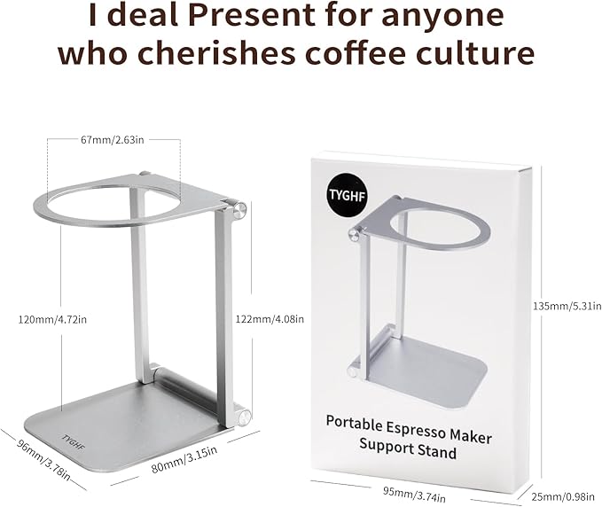 Pour Over Coffee Maker Stand,Foldable Portable Electric Espresso Machine Stand,Holder for Coffee Grinder,Universal Dripper,V60 Dripper,Travel Coffee Maker, Press Round&Sliver