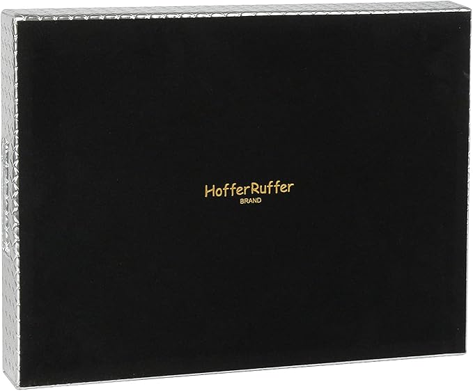 HofferRuffer Rectangle Serving Tray with Hole Handles for Coffee Table, Breakfast, Tea, Food, Butler - Countertop, Kitchen, Vanity Serve Tray, 16.2 x 12.2 x 2 inches, Faux Leather (Silver) (Pack of 2)
