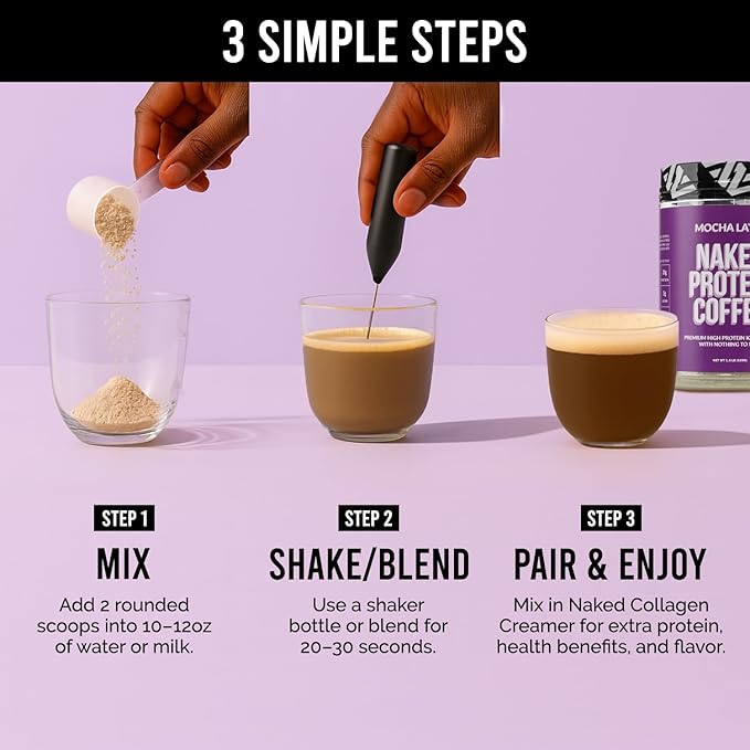 NAKED Mocha Latte Protein Coffee - Premium Colombian Iced Coffee Protein Shake Drink, Delicious Keto Friendly and Gluten Free, 17 Servings