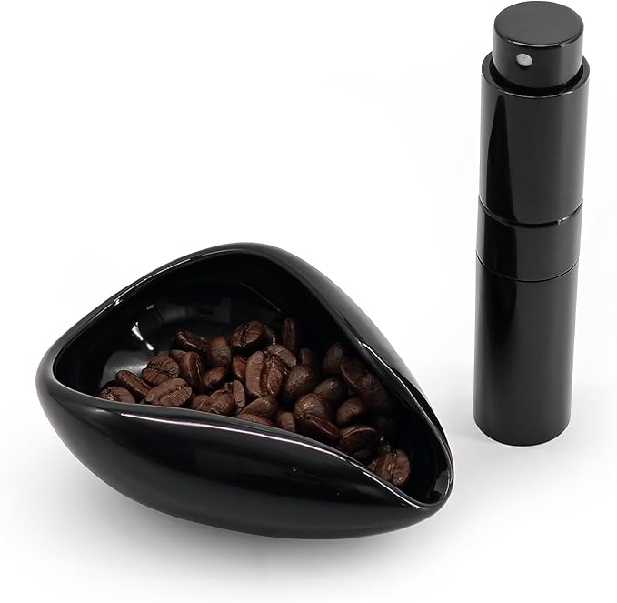 Ceramic Coffee Bean Dosing Cup and Spray Bottle Set, Espresso Bean Measuring Cup with Anti-Static RDT Sprayer Kit for Home Barista and Coffee Lovers
