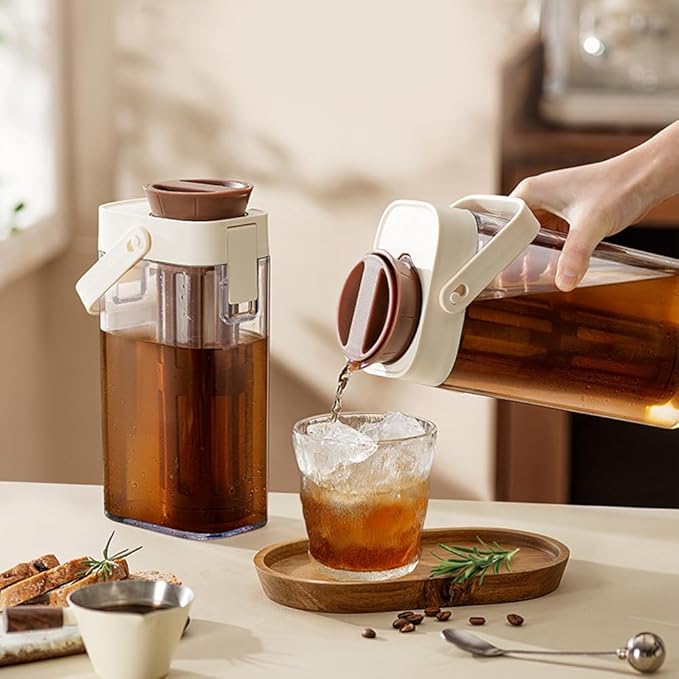 watchget Cold Brew Coffee Maker, 1000ml/35oz Iced Tea and Coffee Brewer with Removable 350 Mesh Filter, Portable Space-saving and Airtight Seal Pitcher for Home and Garden