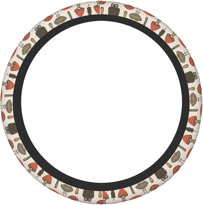 Neoprene Steering Wheel Cover Forest Autumn Nature Mushrooms Car Steering Wheel Cover Universal Fit for Most Cars